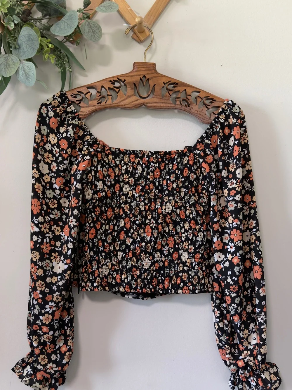 ASTR The Label Floral Smocked Back Blouse